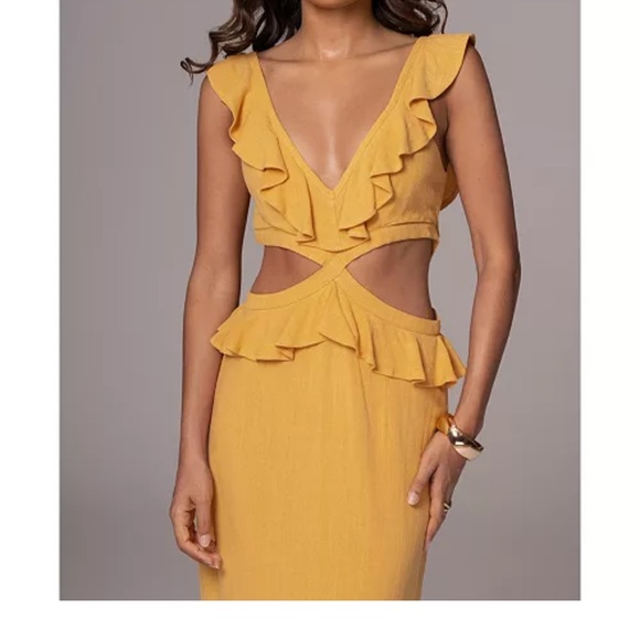 JLUXLABEL Dresses & Skirts - JLUXLABEL Yellow Ruffled Tie Front Sundress